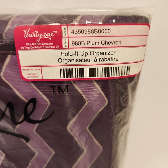 NWT Thirty-One Fold-It-Up Organizer 988B Plum Chevron - Picture 2 of 10